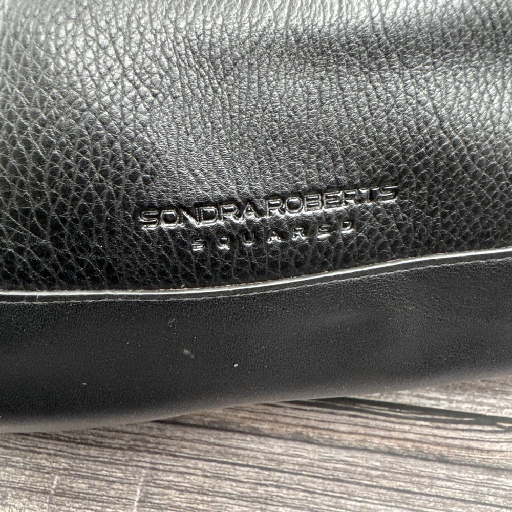 Sondra Roberts Large Black Pebbled Zip Top Tote Lined Inner Pockets Quiet Luxury - Picture 4 of 11